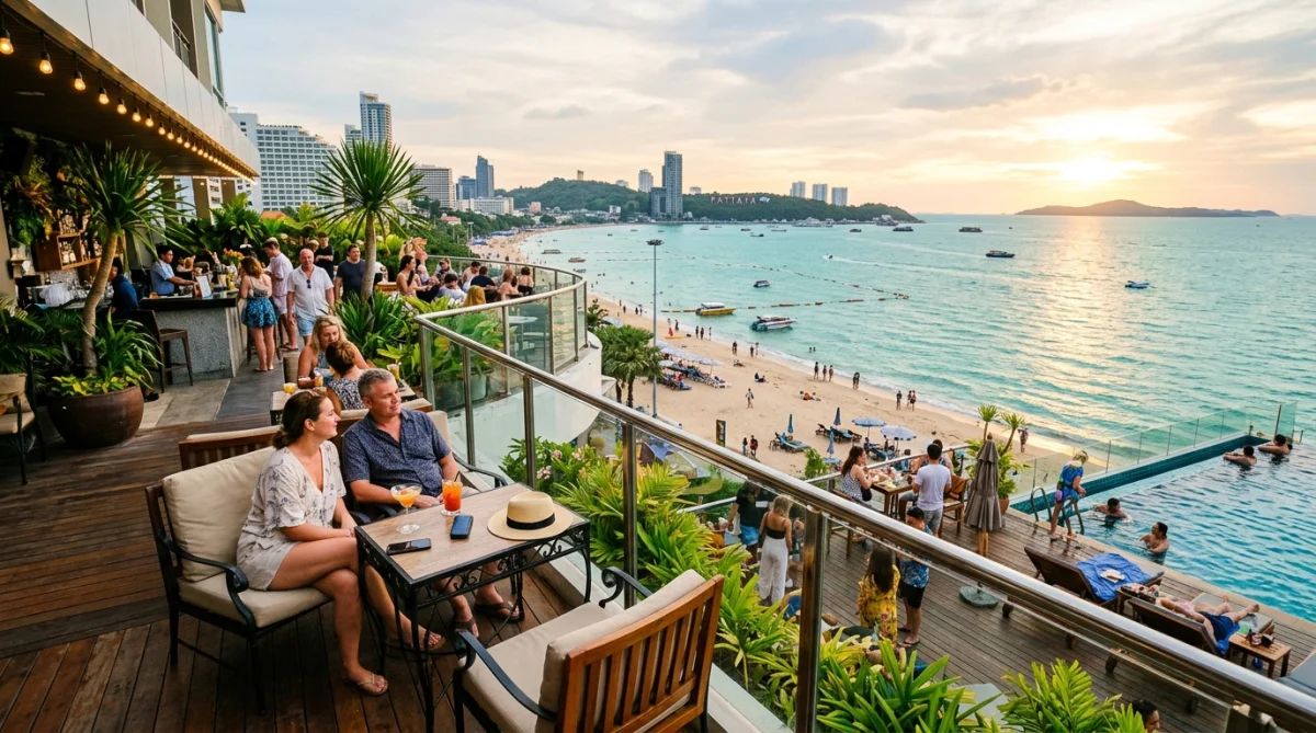 โซนโรงแรมพัทยาใกล้ทะเลและวิวชายหาด